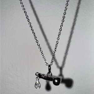 Vivienne Westwood Silver Penis Crystal Love Drop Penis Pendant Necklace